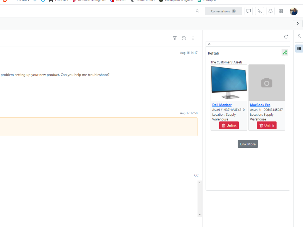 Reftab dashboard view — Product and Project Management app on the Zendesk Marketplace